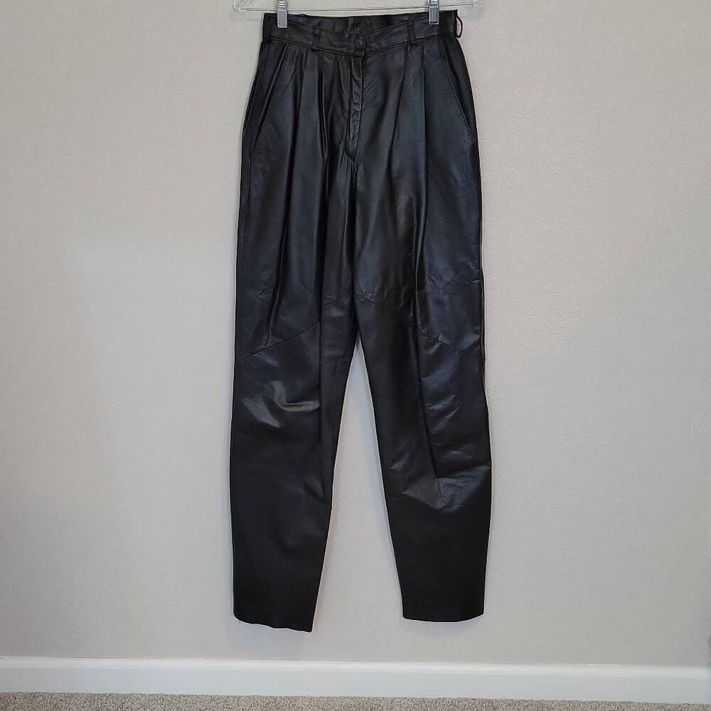 Byrnes & Baker Women's Vintage 90’s Moto Black Leather Pants Size S